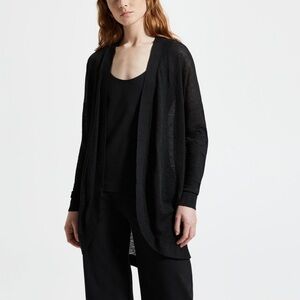 Theory | Linen Blend Waterfall Cardigan, Black